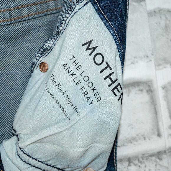MOTHER Denim Looker Ankle Fray Jeans Buck Stops Here Size 25 - Picture 7 of 11
